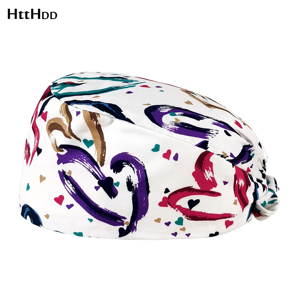 

Spa Caps Health Workers Frosted Hat Beauty salon Print Hat adjustable Scrub Cap Laboratory operator work cap working Clean hat