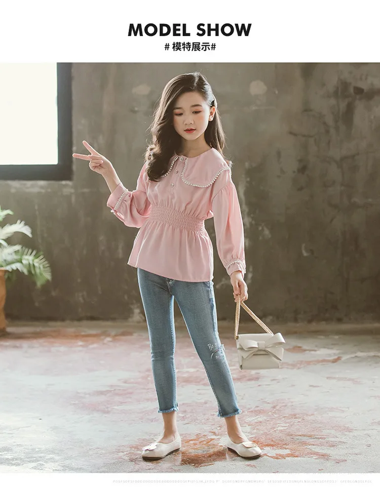 Back To School Clothing Teen Girls Blouse Top Child Clothes Long Sleeve Baby Girl Shirt Kids Tops Blouse Teenagers Autumn