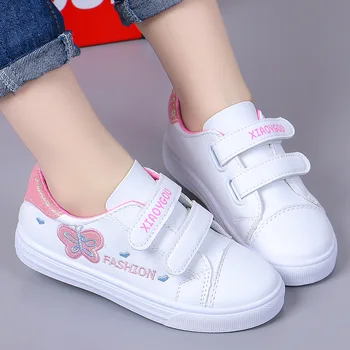 

Girls small white shoes Kid butterfly 2019 new children's casual sports shoes autumn students baby flat running shoes Sneakers