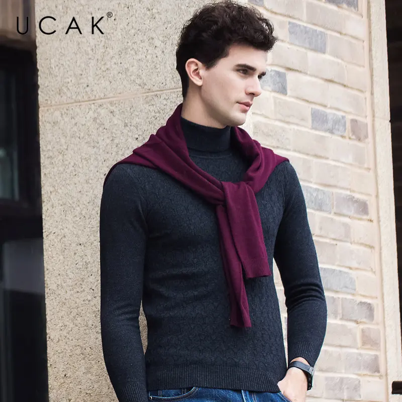 UCAK Brand 100% Merino Wool Sweater Men 2019 Autumn Winter New Arrival Fashion Turtleneck Cashmere Pull Homme Pullover Men U3058 UCAK Brand 100% Merino Wool Sweater Men 2019 Autumn Winter New Arrival Fashion Turtleneck Cashmere Pull Homme Pullover Men U3058