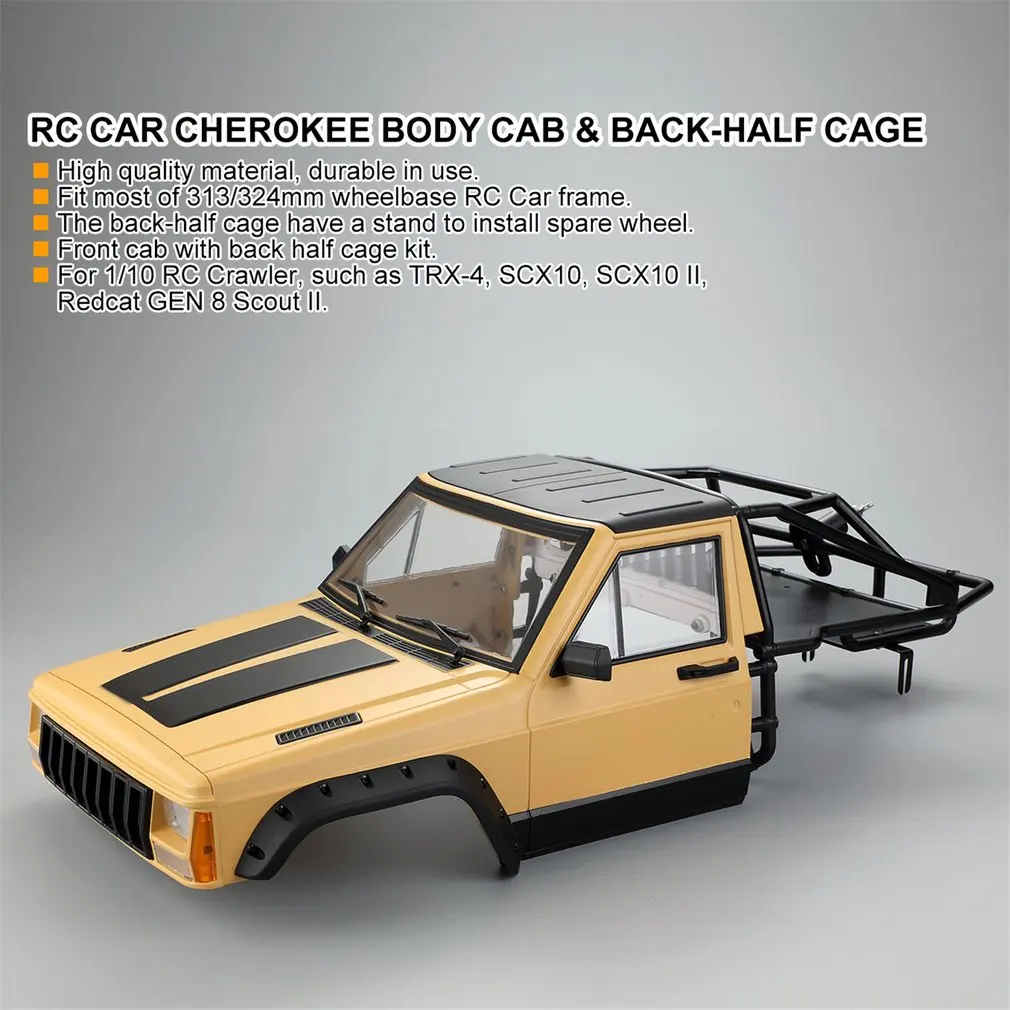 Радиоуправляемая машина Cherokee Body Cab& Back-Half Cage для 1/10 RC Crawler Traxxas TRX4 Axial SCX10 90046 Redcat GEN 8 Scout II