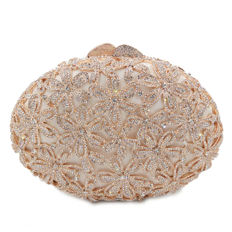 yellow Diamond Rhinestone wallet handbag Women's Floral Evening Bag Wedding Party Bridal Crystal Flower Clutch Purse Handbags