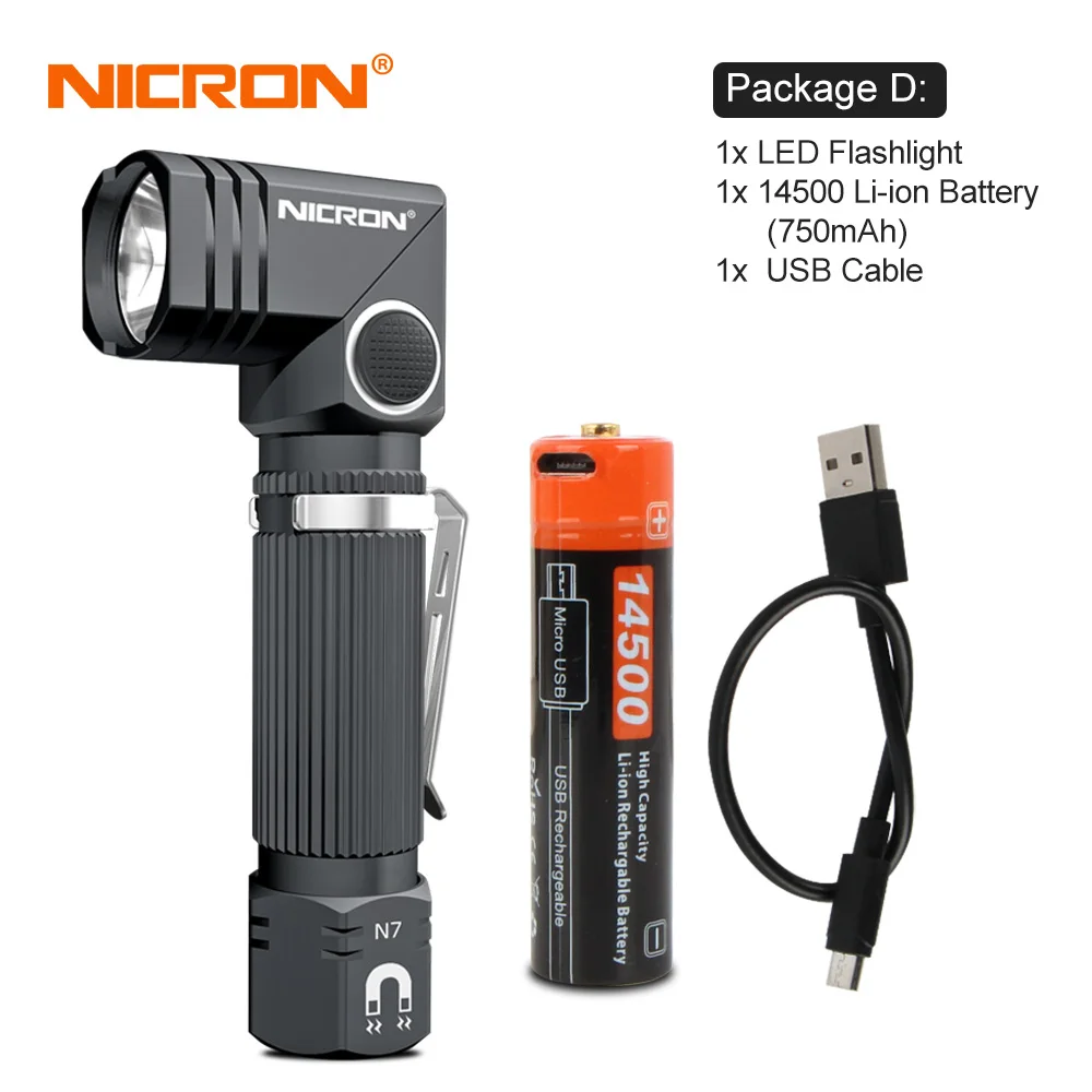Nicron-ハンズフリーled懐中電灯,デュアル燃料,90度回転クリップ,600