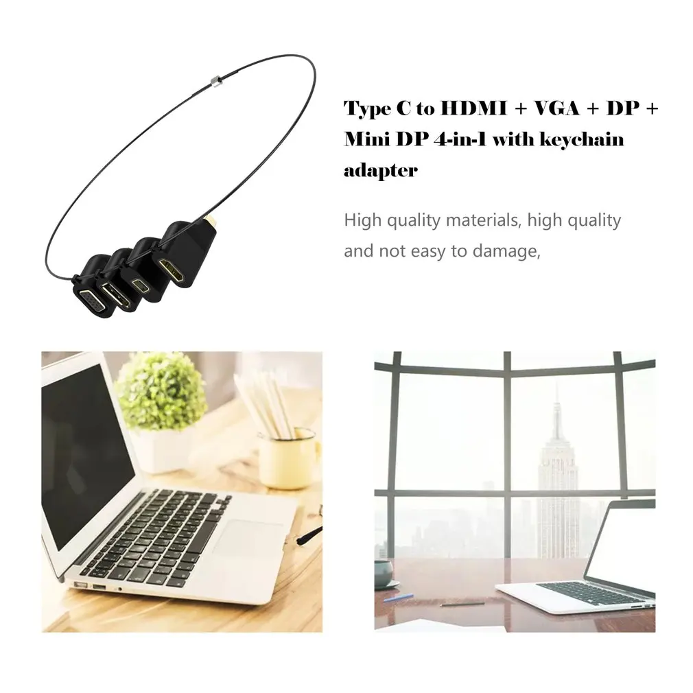 Тип C к HDMI 4K 60 Гц адаптер USB C к VGA DP Мини DP конвертер мужчин и женщин с брелком для MacBook Galaxy S9