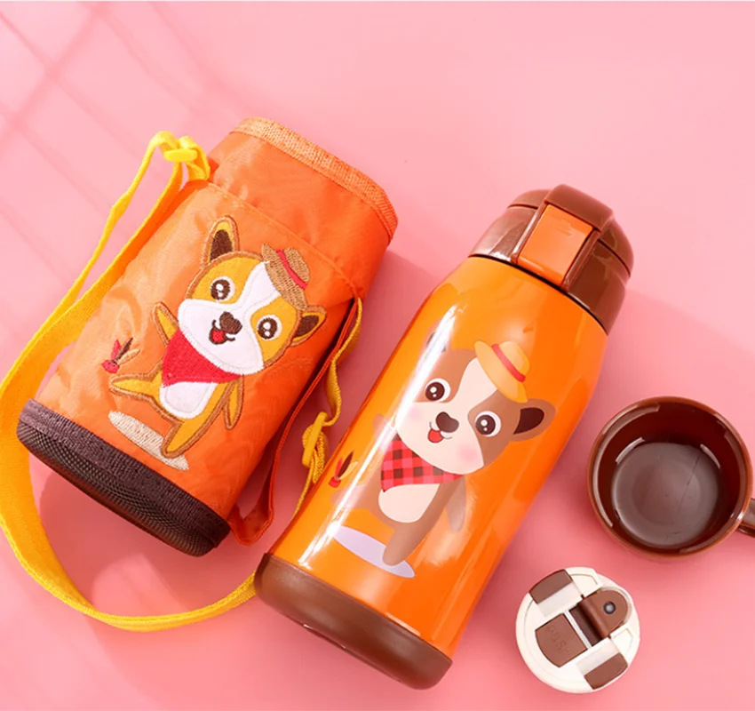 kids bottle Детская Милая бутылка для воды, портативная Спортивная бутылка для питья, герметичная стальная бутылка с крышкой-крюком для путешествий, подарок для мужчин и женщин - Цвет: kids bottle