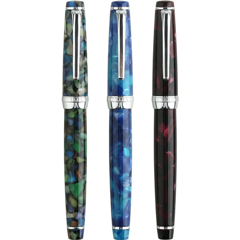 

NEW DELIKE Fountain Pen Newmoon 2 Gemstone Green Acrylic Resin Iridium EF/F/Small Bent Writing Pen Gift Set for Business Office