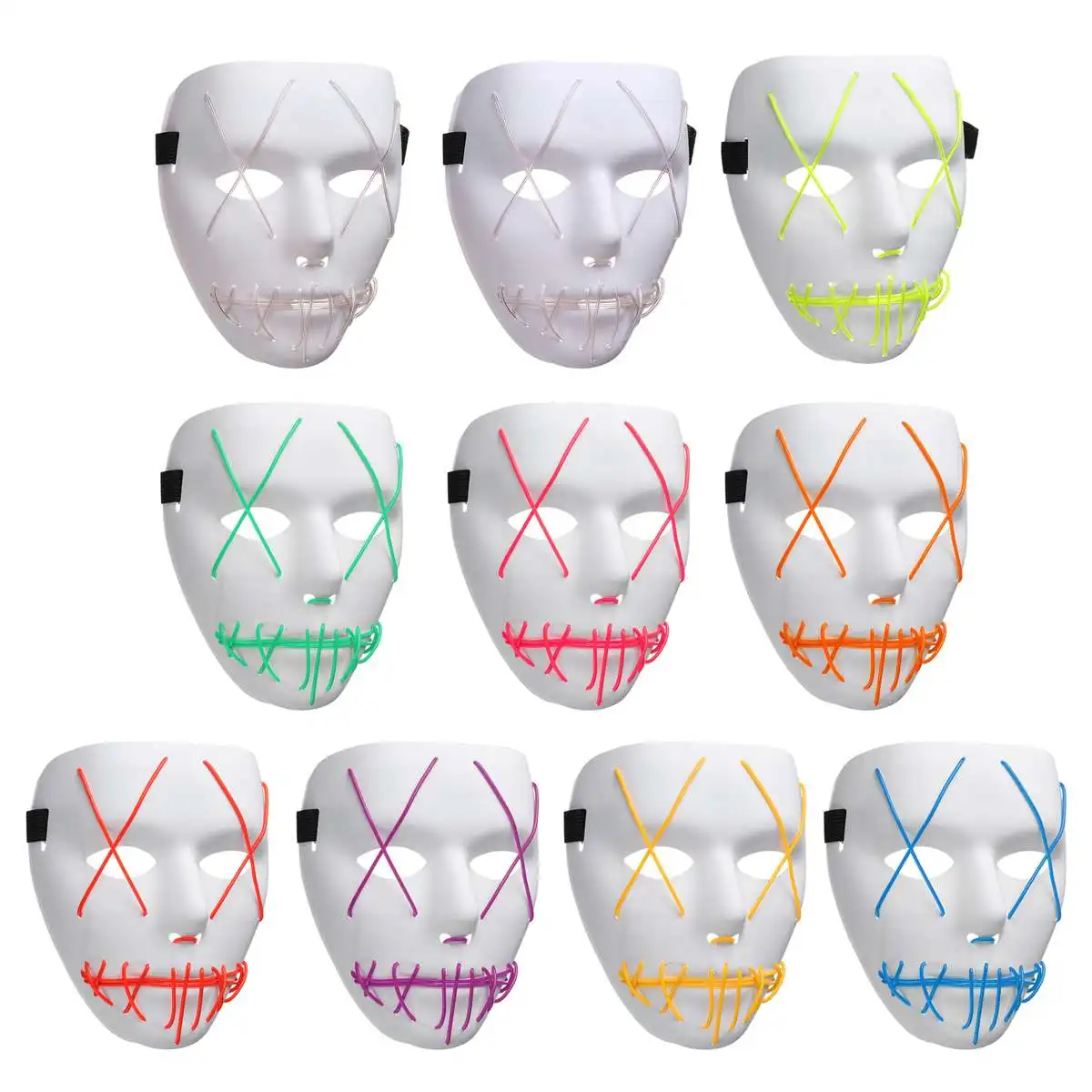 Halloween LED Light Mask Up Funny Mask Election Great Festival Cosplay Costume Cosplay Party Mask Decoration+Voice control