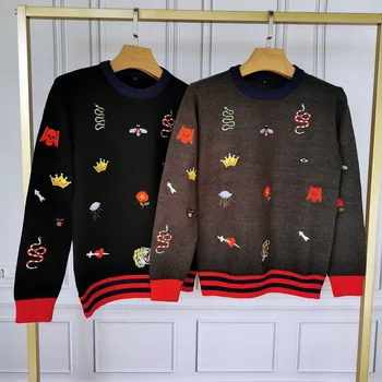 

2020 autumn winter womans swater with embroidery roundneck pullover for lady