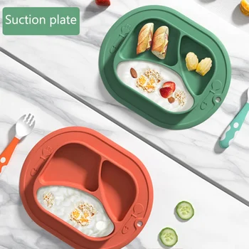 

Baby Feeding Bowls Children Anti-fall Divided Tableware Box Bpa Free Dinner Plate Silicone Feeding Sucker Bowl BPA Free Newest*