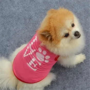 

Spring and Summer Leisure Styles Pet Dog Clothing Comfortable and Breathable Fashion Cute Pink Footprint Vest Small Dog Clothing