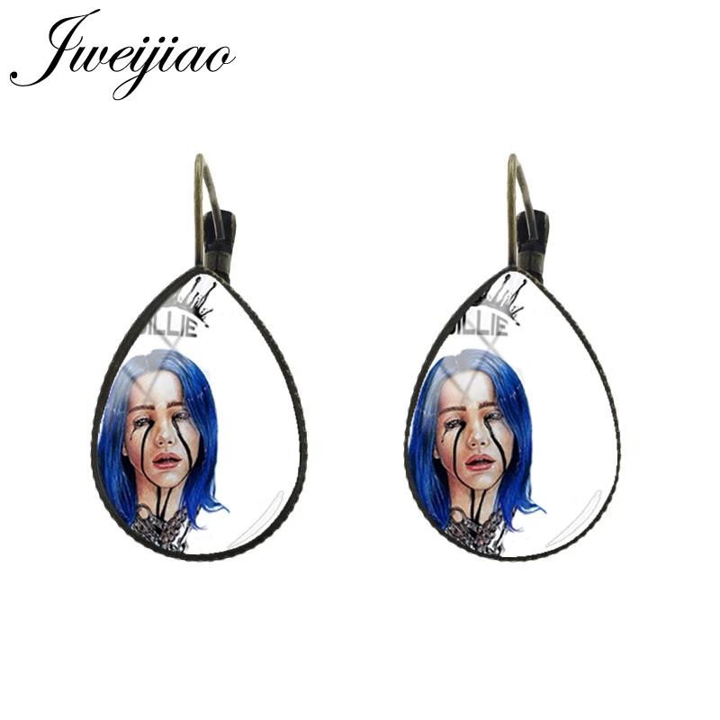 HB21 JWEIJIAO Billie Eilish, серьги, слеза, капля воды, серьги на клипсах для ушей, персональное лицо, угрюмое лицо, стиль хип-хоп, подарок для фанатов, горячая распродажа, Kolye HB10 - Окраска металла: HB21