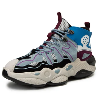 

High Top Men Boots Spring Autumn Shoes Men Height Increase Heel Boots Male Botas Street Trendy Shoes Mans Casual Sneakers