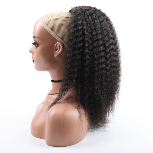 Faux cordon synthétique queue de cheval Extension de cheveux élastique pour les femmes crépus bouclés queue de cheval cheveux synthétiques haute bouffée Afro postiche 1