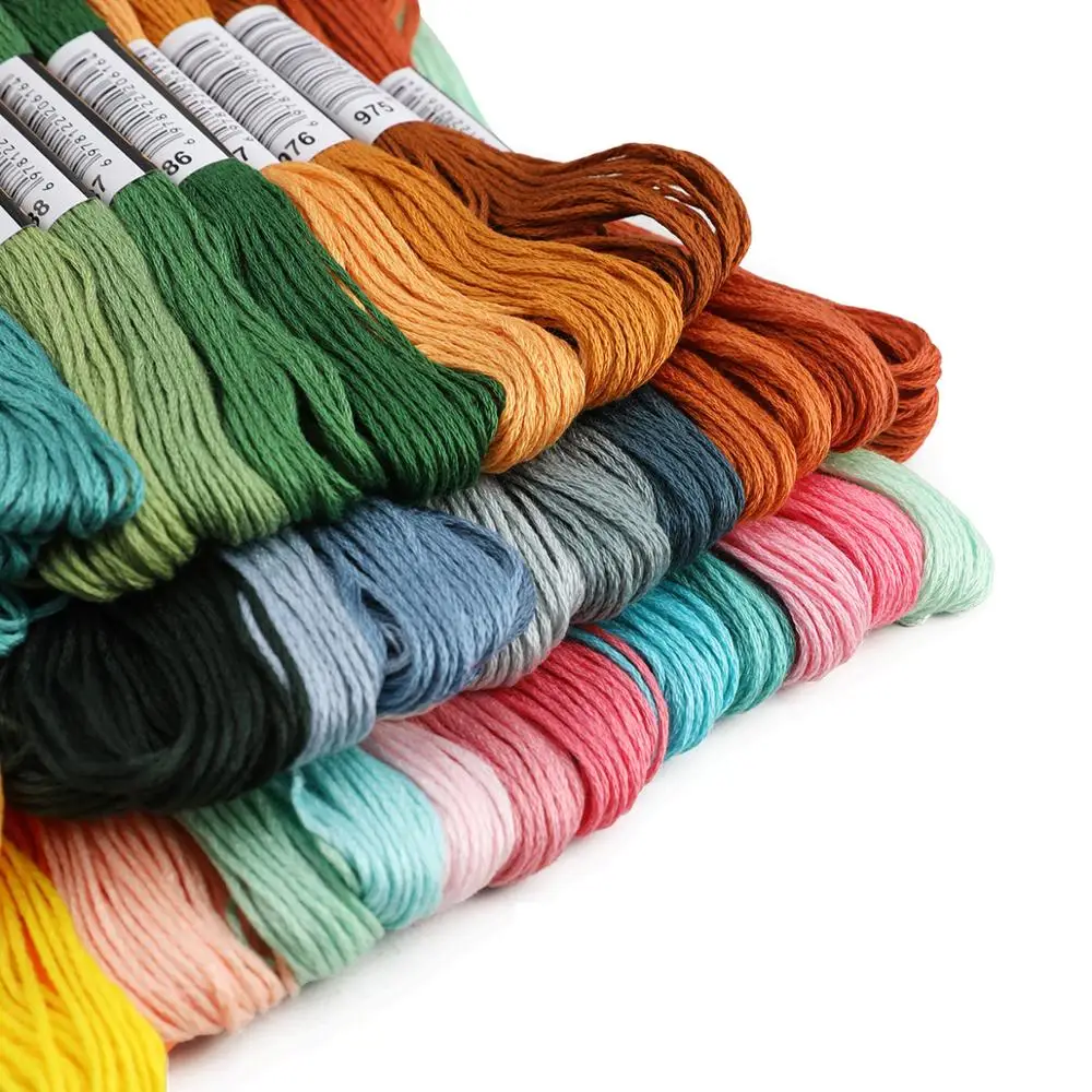 16 Roll Embroidery Thread Set Cross Stitch Embroidery Wool Cotton Line  Craft Supplies for Home Gift Making (Random Color) 