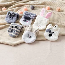 Осень-зима, толстые коралловые бархатные женские носки, милые плюшевые Мультяшные носки с медведем, Кроликом, теплые носки до лодыжки, модные домашние носки для сна