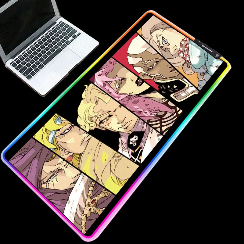 

XGZ Hot Anime Jojo's Bizarre Adventure Photo Mouse Pad RGB LED Gamer Accessories Keyboard Mats Computer Mouse Pad Free Shipping