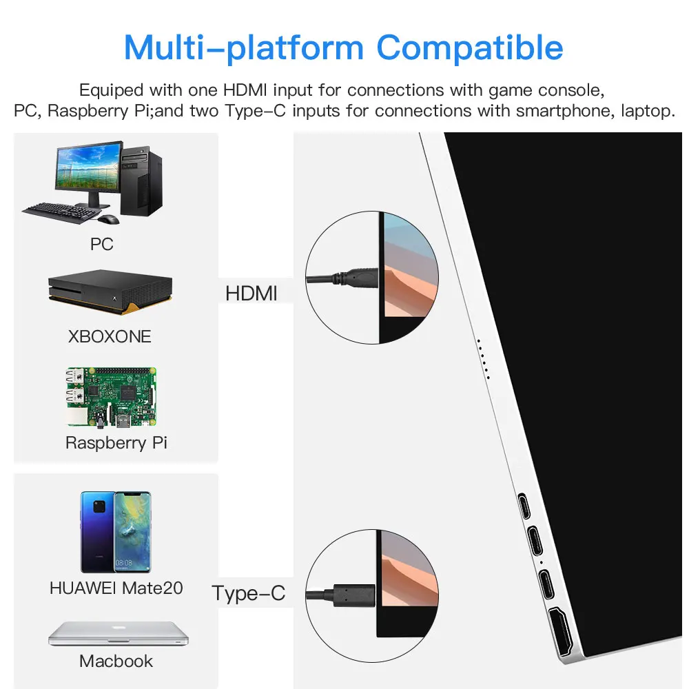 Eyoyo EM15T 15 6 Touch Screen Monitor Portable Slim 1080P IPS FHD USB Type C Display 4