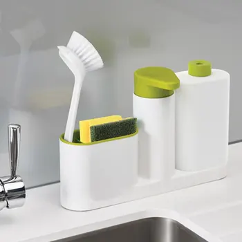 

Kitchen Hand Soap Dispenser Sink Countertop Cleaning Sponge Storage Rack Bathroom Washing Storage Box Soap Dispenser