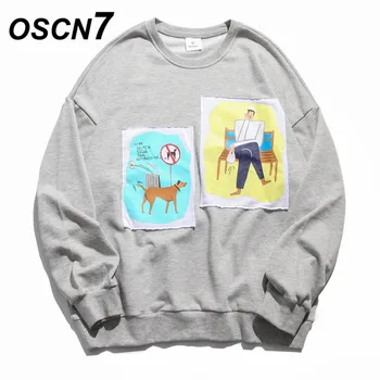 

OSCN7 High Street Casual Print Loose Sweatshirts Women 2020 Fall Fashion Streetwear Harajuku Oversize Sweatshirts Women H0742