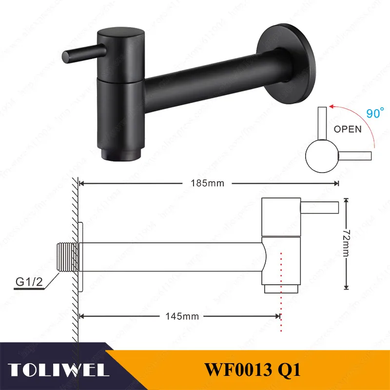 Q1 Удлиненная полированная хромированная Прачечная ванная комната Wetroom кухня настенный кран для раковины кран - Цвет: Q1