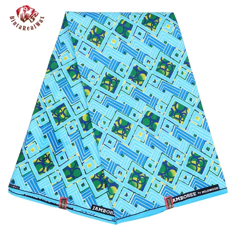 Анкара Африканский Воск полиэфирная ткань с принтом синий батик ткань Kente Анкара BintaRealWax 6 ярдов ткань для вечерние платье FP6181