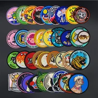 Round Cartoon Cat & Dog Animal Embroidery Patches – Iron On Patches for Clothes | Customizable Eagle, Wolf, and More Patches