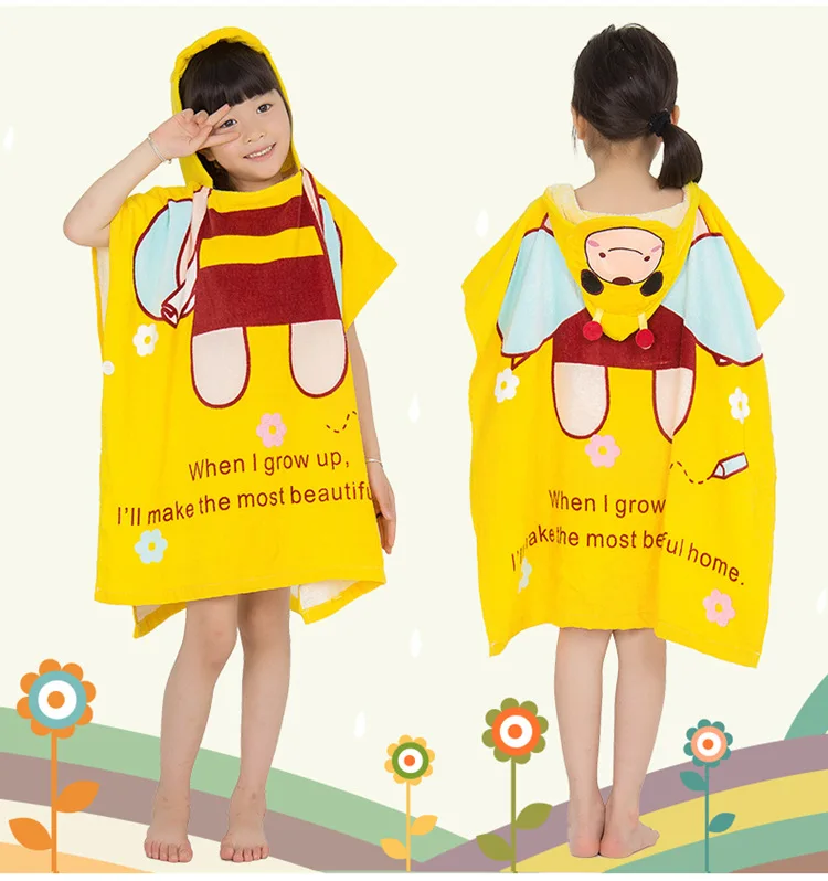 Korean-style New Style Towel Bathrobe Pure Cotton Warm Cartoon Animal Pattern Extra-large Thick CHILDREN'S Bathrobes Wholesale