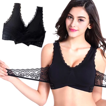 

Gathering Button No Steel Ring Sleep Bra Anti-droop Comfortable Underwear Female Lace Sexy Bra Shock-proof Front Buckle Women