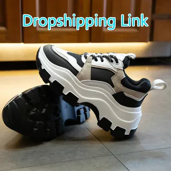 

Dropshipping Link 2020 Chunky Sneakers Women Spring Thick Bottom Daddy Shoes Thick Bottom Round Toe Breathing