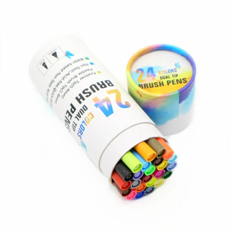 24/60 Colors Dual Tip Brush Pens Art Marker Fine Liner Brush Drawing Painting Watercolor Pens for Coloring Manga Calligraphy - Цвет: A1