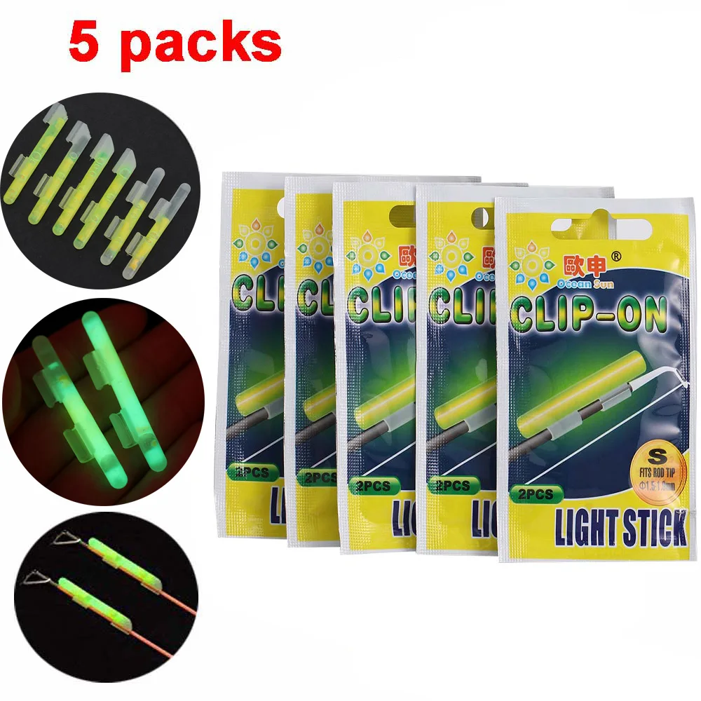 50 Pcs Luminous Clip On Fishing Rod Light Sticks Fishing Float Glow Stick 