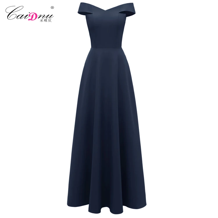 dark blue CD1700# платье подружки невесты длинное бордовое розовое темно-синее с вырезом лодочкой Выпускной костюм Бальные платья женская одежда - Color: dark blue