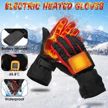 Нагревательные перчатки из углеродного волокна с батарейным блоком, электрические лыжные мотоциклетные перчатки с подогревом, зимние теплые перчатки