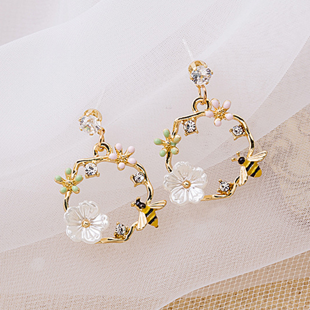 Flower Butterfly Earrings Women Shining CZ Zircon Stud Earring Girl Wedding Party Temperament Jewelry Pendant Brincos
