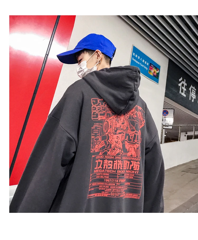 LAPPSTER мужская Японская уличная одежда толстовки с капюшоном Harajuku Осень Скейтборд мода мультфильм толстовки хип хоп черные толстовки