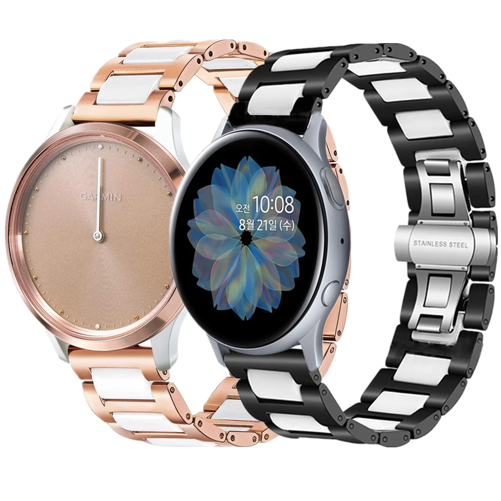 Ремешок керамический из нержавеющей стали для amazfit bip gts gtr браслет huawei gt 2e samsang galaxy