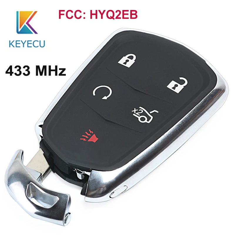 KEYECU 5 Кнопка 433 МГц замена Смарт-пульт дистанционного ключа без ключа для Cadillac XTS CTS CT6 ATS FCC: HYQ2EB