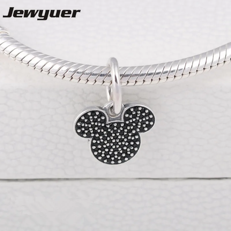 Fine jewelry Silver Mickey Charms 925 sterling silver jewelry Fit beads Bracelet necklace Diy pendants for Jewelry making dsn016
