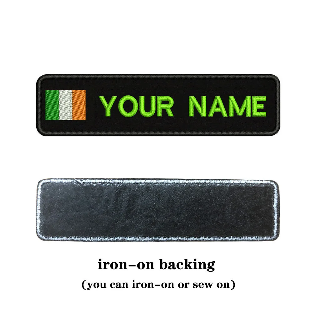 -light green-iron on Вышивка На Заказ Флаг Ирландия имя или заплатка с текстом 10 см* 2,5 см значок Утюг на или липучке Подложка для одежды брюки рюкзак шляпа - Цвет: -light green-iron on