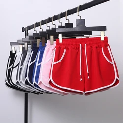 Calções femininos algodão cintura alta plus size correndo verão suor shorts para mulher preto branco atlético esportes shorts mulher