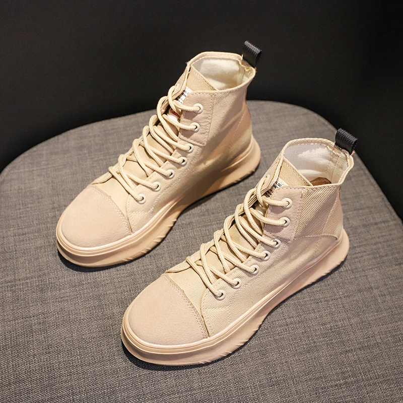 

Women Sport Shoes Casual Canvas Martin Boots For Female Ankle Boots Lady Comfortable Increased 3cm Thick Sole PlatformShoes