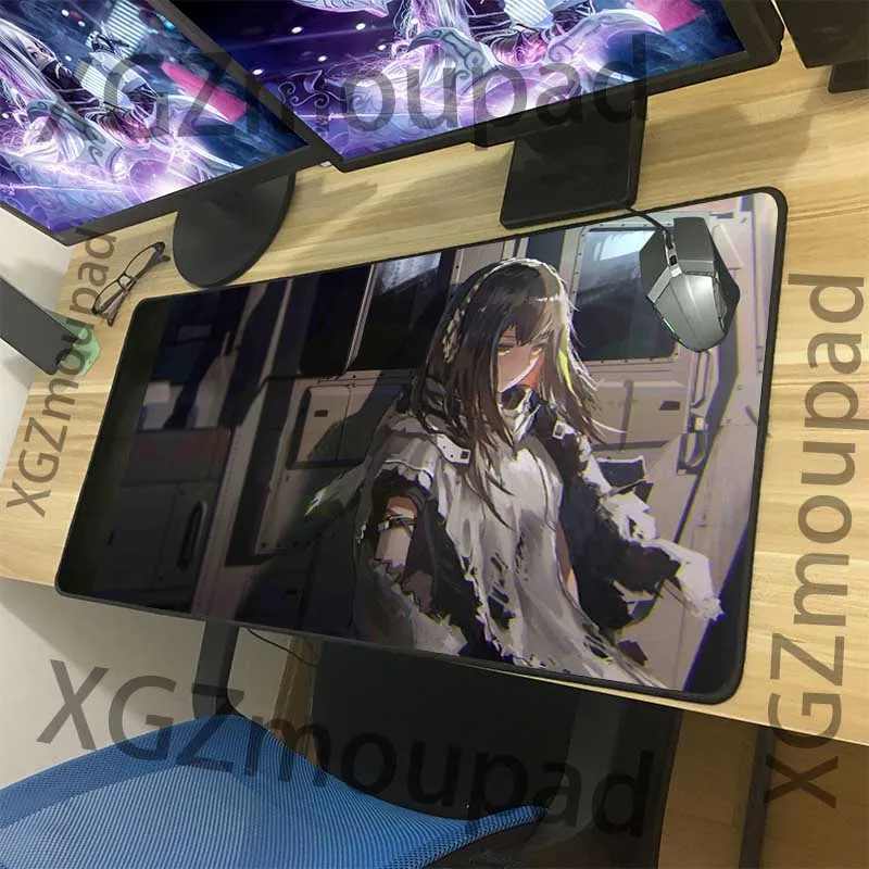 

XGZ Customized Retro Anime Large Gaming Mouse Pad Black Exquisite Lock Edge Girls Frontline Computer Desk Mat Rubber Non-slip