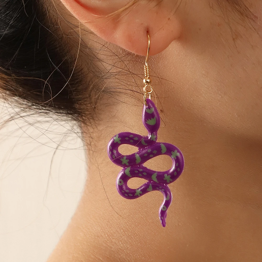 New Fashion Sanke Earrings For Womens Girls Cartoon Cobra Purple Snake  Pattern Retro Vintage Alloy Hooks Earrings Jewelry Gifts - Dangle Earrings  - AliExpress