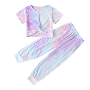 

Autumn Baby Boys Ribbed Knitted Tie Dye Pajamas Sets Long Sleeve T-shirt+Pants Trousers Girls Clothing Sleepwear Pyjamas#1