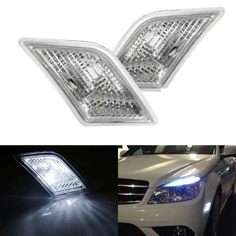 

Clear Lens Front Bumper Side Marker Light Kit for Mercedes Benz W204 C250 C300 C350 & 2008-2013 C63 AMG 2008-2011