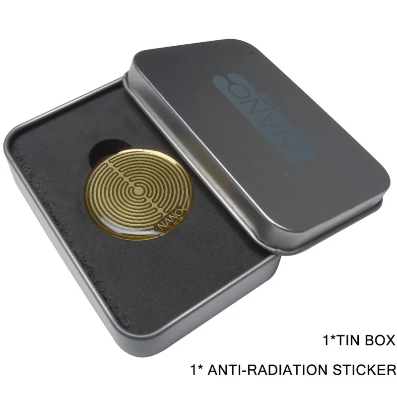 Лечение здоровья анти-радиационный Круглый Золотой стикер против EMF скалярный щит 100 шт - Цвет: Tin box