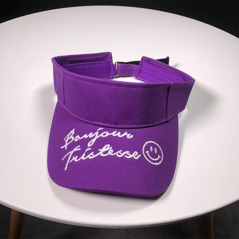 Peak Sun Cap New Pattern Unisex Smile Face Letter Embroidery Bongrace Hat Sunhat Simple Style Empty Roof Sunhat