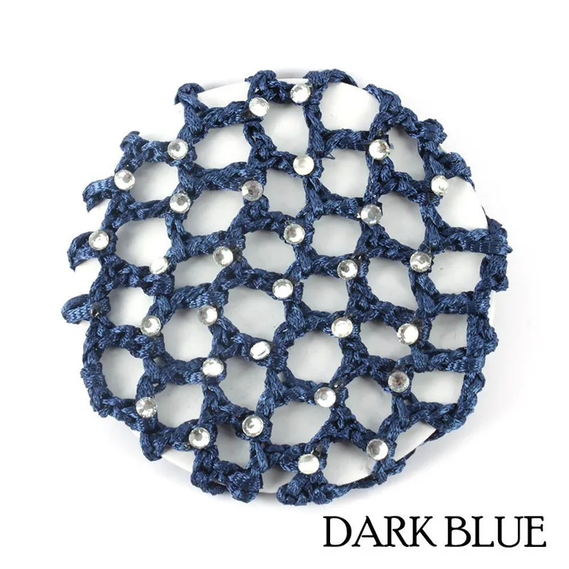 Dark blue Красивые булочки крышка снуд для женщин Сеть волос Балет Танцы Фигурное катание крючком Fanchon Стразы стиль головные уборы аксессуары - Цвет: Dark blue