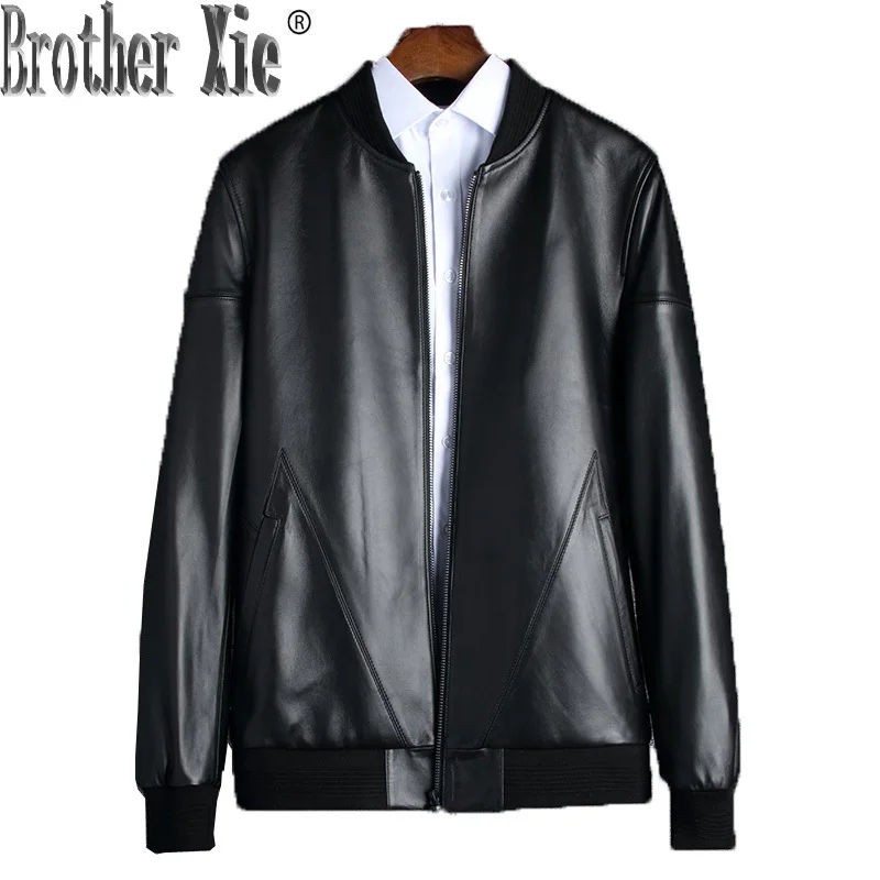 

2020 Genuine Leather Jacket Men Spring Plus Size Real Sheepskin Coat for Men Bomber Jacket Leather Coats 18006 KJ2111
