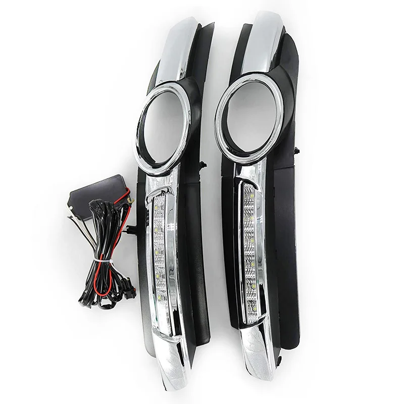 

2Pcs for AUDI A6 C6 2005 2006 2007 2008 LED DRL Daytime Running Lights 12V ABS Fog Lamp Hole with Yellow Turn Signal